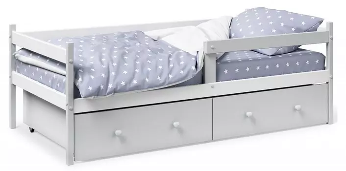 Кровать Р425 Можга Красная Звезда 404563, Р425-белый-серый-бортик-ящик
