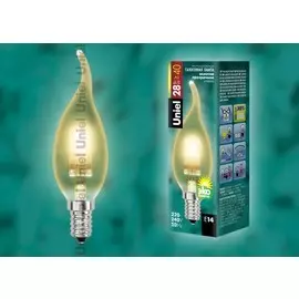 Лампа галогенная свеча на ветру золотая Uniel flame gold E14 28W HCL-28/CL/E14 flame gold (4120)