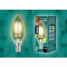 Лампа галогенная свечка витая золотая Uniel Е14 28W HCL-28/CL/E14 candle twisted gold (4114)