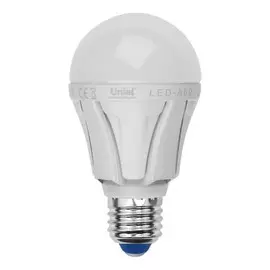 Лампа светодиодная А E27 8W 4000K (Белый) матовая Uniel Яркая LED-A60 8W/NW/E27/FR PLP01WH картон (UL-00001523)