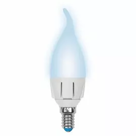 Лампа светодиодная диммируемая свеча на ветру E14 7W 4000K (Белый свет) матовая Uniel Яркая LED-CW37 7W/4000K/E14/FR/DIM PLP01WH картон (UL-00004298)