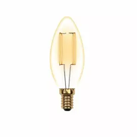Лампа светодиодная E14 5W 2250K (теплый белый) свеча прозрачная Uniel Vintage LED-C35-5W/GOLDEN/E14 GLV21GO (UL-00002396)