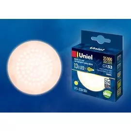 Лампа светодиодная GX53 13W 3000K Теплый белый свет Uniel LED-GX53-13W/WW/GX53/FR PLZ01WH (UL-00003724)
