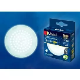 Лампа светодиодная GX53 16W 4000K Белый свет Uniel LED-GX53-16W/NW/GX53/FR PLZ01WH (UL-00003725)