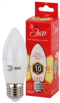 Лампа светодиодная ЭРА E27 10W 2700K матовая ECO LED B35-10W-827-E27 Б0032962