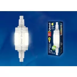 Лампа светодиодная R7s 6W 3000K (теплый белый) Uniel LED-J78-6W/WW/R7s/CL PLZ06WH картон (UL-00001554)