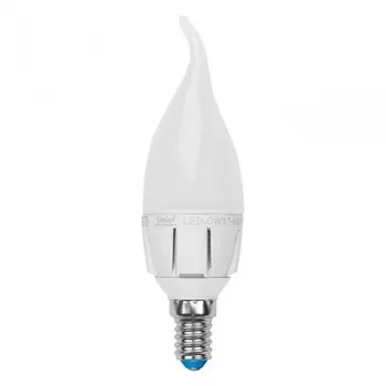 Лампа светодиодная свеча на ветру E14 7W 3000K (Теплый белый) матовая Uniel Palazzo LED-CW37-7W/WW/E14/FR PLP01WH картон (UL-00000770)