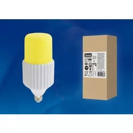Лампа светодиодная сверхмощная, удаленный люминофор E27 50W 6000K (Дневной белый свет) желтая Uniel LED-MP200-50W/6000K/E27/PH ALP06WH (UL-00004063)
