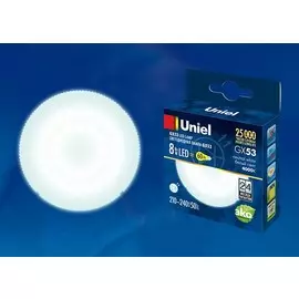 Лампа светодиодная Uniel GX53 8W 4000K матовая LED-GX53-8W/NW/GX53/FR PLZ01WH (UL-00001671)