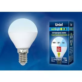 Лампа светодиодная Uniel Multibright E14 6W 4000K матовая LED-G45-6W/NW/E14/FR/MB PLM11WH картон (UL-00002376)