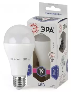 Лампа светодиодная ЭРА E27 19W 6000K матовая LED A65-19W-860-E27 Б0031704
