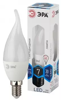 Лампа светодиодная ЭРА E14 7W 4000K матовая LED BXS-7W-840-E14 Б0028483