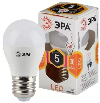 Лампа светодиодная ЭРА E27 5W 2700K матовая LED P45-5W-827-E27 Б0028486