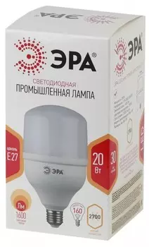 Лампа светодиодная ЭРА E27 20W 2700K матовая LED POWER T80-20W-2700-E27 Б0027000