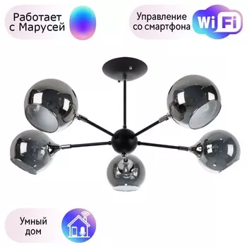 Люстра на штанге Arte lamp Lagos с поддержкой Маруся A2708PL-5BK-М