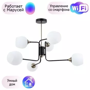 Люстра на штанге Arte Lamp Skat с поддержкой Маруся A3564PL-6BK-М