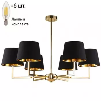 Люстра на штанге Crystal Lux с лампочками Conte SP6+Lamps E14 Свеча