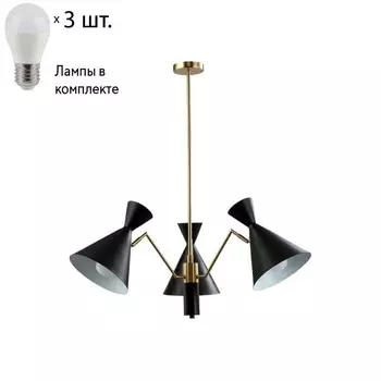 Люстра на штанге Crystal Lux с лампочками Joven SP3 GOLD/BLACK+Lamps E27 P45
