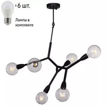 Люстра на штанге Favourite Electron с лампочками 1754-6P+Lamps E27 P45