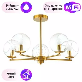 Люстра на штанге Lumion Blair с поддержкой Алиса 3769/5C-A