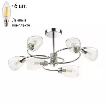 Люстра на штанге Lumion Romeo с лампочками 4561/6C+Lamps E14 Свеча