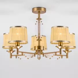 Люстра на штанге с абажурами Eurosvet Amalfi 60081/5 золотая бронза золотая бронза
