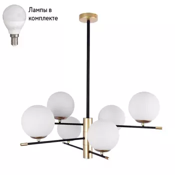 Люстра на штанге с лампочками Arte lamp A2225LM-6BK+Lamps