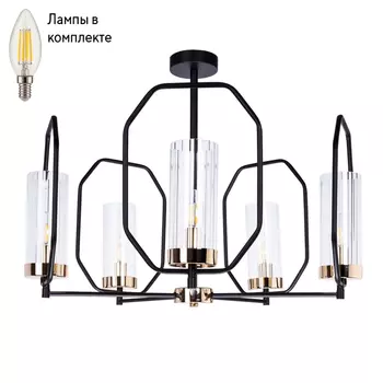 Люстра на штанге с лампочками Arte lamp A7004PL-5BK+Lamps