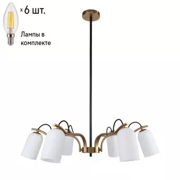 Люстра на штанге с лампочками Favourite Grover 2668-6P+Lamps E14 Свеча