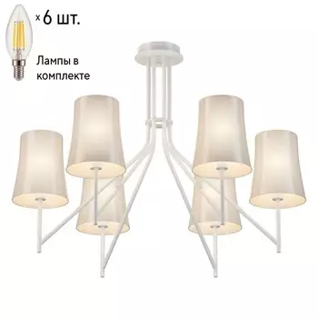 Люстра на штанге с лампочками Favourite Sigma 2959-6P+Lamps E14 Свеча