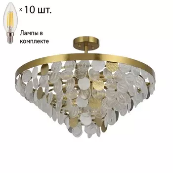 Люстра на штанге с лампочками Favourite Vesuvius 2905-10P+Lamps E14 Свеча
