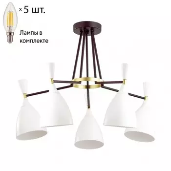Люстра на штанге с лампочками Lumion Oliver 4494/5C+Lamps E14 Свеча