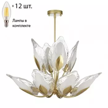 Люстра на штанге с лампочками Odeon Light Mokarta 4924/12+Lamps E14 Свеча