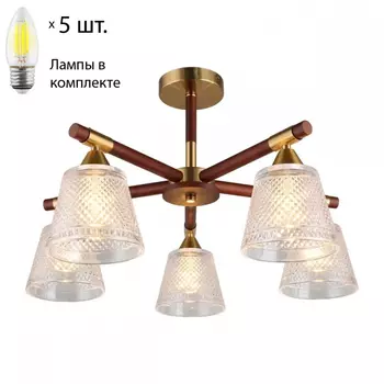 Люстра на штанге с лампочками Omnilux OML-67607-05+Lamps