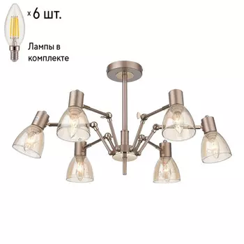 Люстра на штанге с лампочками Velante 246-403-06+Lamps E14 Свеча