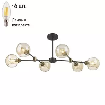 Люстра на штанге с лампочками Velante 249-023-06+Lamps E14 Свеча