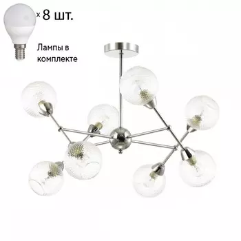Люстра на штанге с лампочкой Lumion Everly 4438/8C+Lamps E14 P45