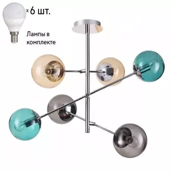 Люстра на штанге с лампочкой Lumion Sierra 4454/6C+Lamps E14 P45