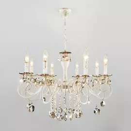 Люстра подвесная Евросвет Ravenna 10104/8 белый с золотом/тонированный хрусталь Strotskis a045542