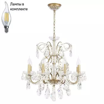 Люстра подвесная с лампочками CRYSTAL LUX Odelis SP8 Gold+Lamps