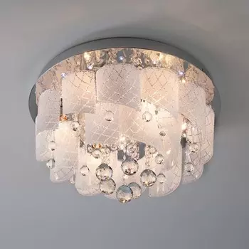 Люстра потолочная с хрусталем 80117/8 хром/белый ЕВРОСВЕТ