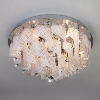 Люстра потолочная с хрусталем 80117/9 хром/белый ЕВРОСВЕТ