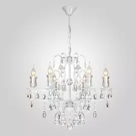 Люстра с хрусталем 10077/6 глянцевый белый ЕВРОСВЕТ