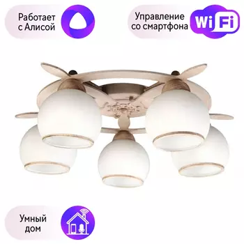 Люстра с поддержкой Алисы потолочная Omnilux OML-50517-05-A