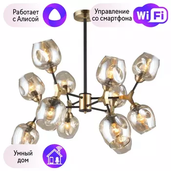 Люстра с поддержкой Алисы потолочная Omnilux OML-93407-12-A