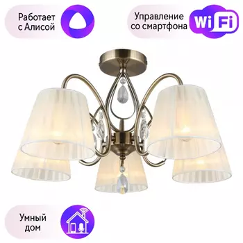 Люстра с поддержкой Алисы потолочная Omnilux OML-56617-05-A