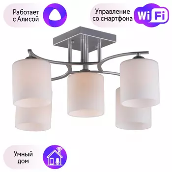 Люстра с поддержкой Алисы потолочная Omnilux OML-55307-05-A