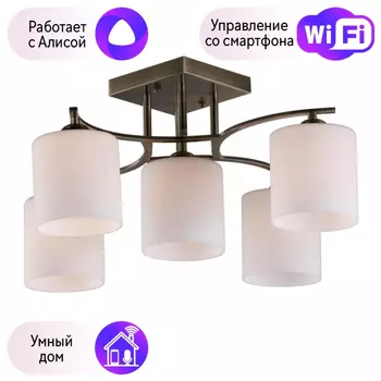 Люстра с поддержкой Алисы потолочная Omnilux OML-55317-05-A