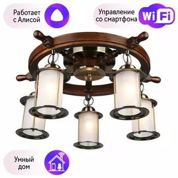 Люстра с поддержкой Алисы потолочная Omnilux OML-50307-05-A