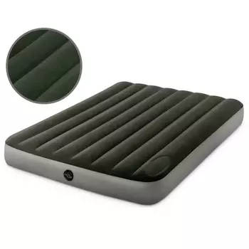 Матрас надувной флокированный Intex DURA-BEAM DOWNY AIRBED, 137х191х25см, встроенный ножной насос 64762 (28271334)